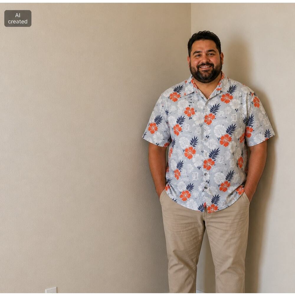 Detroit Tigers Central Florida Hawaiian Button Down Shirt Men’s XXL NWT Floral